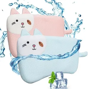 VEMBAP 2 Pack Kids Pillows for Sleeping, Cooling Flat Pillow, Memory Foam Toddler Pillow for Kids, Ultra Thin Design (Age 2 to13)(Pink+Blue, 18 in x 10.5 in)