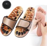 OVFD Acupressure Slippers with Jade Stone, Acupressure Sandals for Women, Reflexology Acupressure Foot Massage Slippers (Brown, Women 7-7.5 / Men 6-6.5)