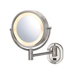 Jerdon HL165ND 5X-1X Lighted Wall Mount Mirror, Nickel