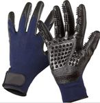 Healthman Dog Grooming Gloves - Improved Five Finger Design Rubber Dog Washing Gloves Gentle De-Shedding Brushes Mitt for Cats, Dogs & Horses Size 10 (Blue)