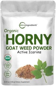 Maximum Strength Organic Horny Goat Weed for Men and Women (Epimedium Supplement 100 Grams), Powerfully Supports Energy, Libido and Stamina, Water Soluble for Best Absorption and Vegan Friendly.