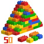 WYSWYG Big Building Blocks Sets for Age 3-5, Large Building Bricks Compatible with duplo Bricks and Major Brands, Kid Building Blocks for Ages 3 4 5 6, Big Blocks Gifts for Boys Girls,50PCS