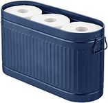 mDesign Large Steel Free Standing Toilet Paper Organizer, 6-Roll Tissue Storage Holder Container Bin for Bathroom Floor, Fits Under Sink, Vanity, Shelf, In Cabinet, Corner, Oscar Collection, Navy Blue