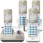 AT&T DL72419 DECT 6.0 4-Handset Cordless Phone for Home with Connect to Cell, Call Blocking, 1.8" Backlit Screen, Big Buttons, intercom, and Unsurpassed Range, White/Champagne