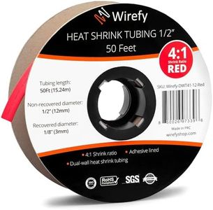 Wirefy 1/2" Heat Shrink Tubing - 4:1 Ratio - Adhesive Lined - Marine Grade Heat Shrink - 50 Feet Roll - Red