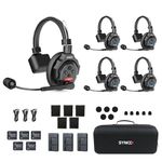 SYNCO Wireless Intercom Headset, XTALK X5 2.4GHz Full Duplex Wireless Headset 24H 350M/1148FT Communication with Real-time Monitoring, Headset Intercom System