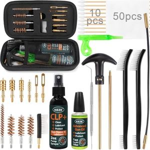 Keze Gun Cleaning Kit 9mm,.22,.357,.38,.45 with Gun Oil 1 oz. & CLP Cleaner Lubricant 2 oz. Handgun Shotgun Rifle and Pistol Cleaning Kits with Caliber Brass Brush and Brass Jag Adapter Portable Case