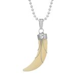 morir Silver Plated Faux Imitation Ivory Wolf Fang Tooth Chain Pendant Locket Necklace Fashion Jewelry For Unisex