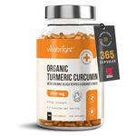 High Strength Turmeric & Black Pepper Capsules 2160mg, 365 Caps/4 Months, Organic Turmeric Ginger & Black Pepper Capsules, Turmeric Curcumin Capsules (Not Tablets) VitaBright Tumeric Supplement Joints