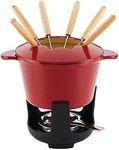 Rachael Ray Cast Iron Fondue Pot Set, 1.5 Quart, Red