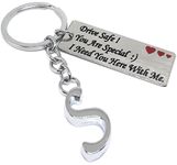 Aura Sweet Emotional Valentines Gift Drive Safe Message Keychain With Alphabet Initial For Men Women Girls Boys Friend Husband Wife Stainless Steel Metal Silver Keychain (S)