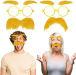 OARRIDOM The Lorax Costume,Lorax Mustache and Eyebrows Glasses Set of 2,Fake Mustache For Adult, Lorax Mustache For Cosplay Costume Accessories and Halloween Festival Party,Yellow mustache