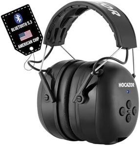Hocazor HZ07 Bluetooth 5.3 Hearing Protection - NRR 25dB Noise Cancelling Earmuffs with 1500mAh Rechargeable Battery for Workshops, Black