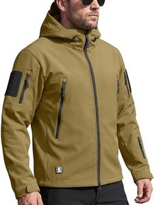 FREE SOLDIER Men's Outdoor Waterproof Soft Shell Hooded Military Tactical Jacket (Olive Small)