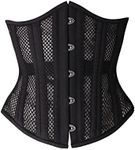 SHAPERX 26 Double Steel Boned Breathable Mesh Corset Heavy Duty Waist Training Shaper, SZ1996-Black-3XL