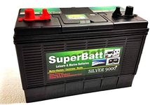 12V 120AH SuperBatt DT120 Heavy Duty Ultra Deep Cycle Dual Purpose Leisure Marine Battery with Dual Terminals (Twin Posts) & Charge Indicator Replace 105AH ; 110AH ; 115AH ; 120AH