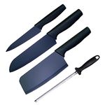 pepplo Knife for Chopping Cooking Knife for Kitchen Stylish Knife High Carbon Steel Knife Butcher Knife Set with Sharpener (Pack of 4)