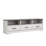 Prepac Rustic Ridge TV Stand, Washed White Storage Cabinet with Shelves, Living Room Storage Cabinet 66" W x 20" H x 16" D, ACTG-1610-1