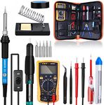 Soldering Iron Kit, SREMTCH 60W 220V Welding Tool with ON/Off Switch Adjustable Temperature knob(200-450℃), Digital Multimeter, Soldering Iron Tips, Desoldering Pump for Electronics Repairing