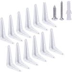 12 Pack White Shelf Brackets 4 Inch Metal Floating Shelf Brackets Heavy Duty L Brackets J Brackets Hardware Brace Brackets Support Wall Mount Angle Corner Bracket for Hanging Floating Shelves Brack