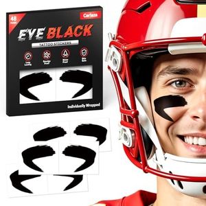 Cerlaza Baseball Accessories, 48 Pairs Eye Black Stickers Smudgeproof, Individually Wrapped Eye Black Tattoos for Football Soccer, Game Day Party Sports Eyeblack (Dart, Youth/Adults)