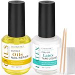 LOUINSTIC Cuticle Oil and Liquid Latex for Nails - Latex Nail Polish Barrier Cuticle Care Oil, Peel off Cuticle Guard Nail Barrier Kit