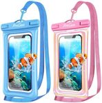 ProCase 2 Pack Floating Waterproof Phone Pouch IPX8, Universal Dry Bag Fits iPhone 17/16/15/14/13 Series,Galaxy S24/S23/S22, Pixel 8/7 (Up to 7”),Touchscreen, Underwater & Snow Protection -Pinkblue