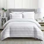 Home Beyond & HB design - Printed Duvet Cover Set Queen Size - 3 Pieces (1 Duvet Cover with Zipper Closure Corner Ties + 2 Pillow Sham) - White Boho, Ultra Soft Brushed Microfiber