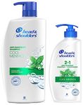 Head & Shoulders 2-in-1 Cool Menthol Anti Dandruff Shampoo and Conditioner (650ml , 1 L)