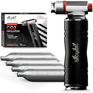 CO2 Bike Tire Inflator with 4 x 16g CO2 Cartridges - Instant Inflation for Road & Mountain Bikes - Compact & Portable CO2 Bike Pump - Quick & Reliable Tire CO2 Pump, Included Insulated Sleeve
