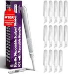 MyMed 10R Blades Dermaplaning Razor for Women Face 10R Blades with Scalpel Handle - Pack of 15 Dermaplane Blades Scalpel 10R + Dermaplane Handle #3, Size 10R Scalpel Blades, Dermaplane Blades 10R