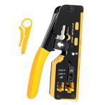 XIKKART Crimping Tool, Cat5/ Cat7 Multifunctional Crimp Tool Alloy Carbon Steel 6P 8P RJ11 RJ12 RJ45 STP/UTP Ethernet Cable Modular Crimping Tool (Multicolor) (cat7 crimping tool) (Cat-7 Yellow)