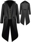 Boys Medieval Tailcoat Jacket Halloween Costumes, Gothic Steampunk Vintage Victorian Frock High Collar Uniform Coat(Black,Small(US6-8))