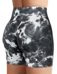 YEOREO Women Seamless Scrunch Workout Shorts High Waisted Intensify Running Gym Yoga Workout Tie Dye Black M