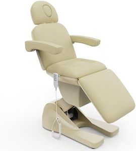 3 Motor Electric Chair/Bed, Aluminum Hydraulic System for Medical Treatment Exam, Facial, Spa, Eyelash, Tattoo, Podiatry Treatment Beauty Massage, Hand Remote Controlled Adjustable (Beige Gray)
