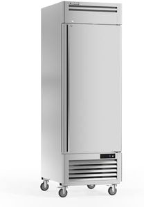 Coolski 19.32 Cu.ft Commercial Freezer Single Solid Door, Upright Reach-in 27" W Stainless Steel Freezer Fan Cooling for Restuarant, Bar, Shop, Garage, -13℉~5℉, 4 Shelves