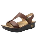 Alegria Womens Kerri - Timeless Comfort, Arch Support and Travel Style - Casual Open Toe T-Strap Platform Leather Sandal, Clay, 11.5-12