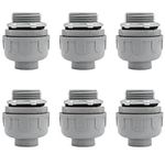 1 inch Liquid Tight Connector PVC Flexible Conduit Connector, Straight 180 Degree UL Listed Electrical Conduit Fittings (6 Pack)