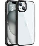 EGOTUDE Compatible with iPhone 15 | Classic Hybrid Transparent Anti-Yellowing Hard Back Cover Case (TPU+Polycarbonate) (Black)