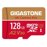 Gigastone 128Gb Micro Sd Card, 4K Camera Pro For Gopro, Security Camera, Wyze, Dji, Drone, Nintendo-Switch, R/W Up To 100/50Mb/S Microsdxc Memory Card Uhs-I U3 A2 V30