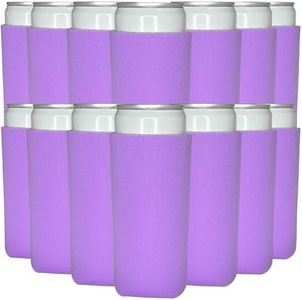 TahoeBay Slim Can Cooler Sleeves (50-Pack) Skinny Tall Cans 12 Oz Bulk Thin Seltzer Fit Sublimation Blanks for Vinyl Plain Blank Foam Beer Bottles Black White Assorted Solid Set (Orchid)