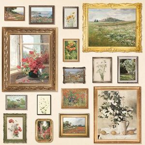 97 Decor Vintage Flower Wall Art - 16 Pcs Floral Pictures Wall Decor, Vintage Floral Prints, Antique Botanical Prints Wall Art, Red Poppies Field Paintings Spring Landscape Wildflower Decor (8x10 Unframed)