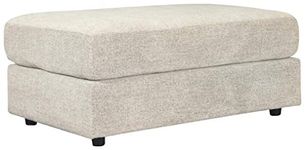 Signature Design by Ashley - Soletren Modern Chenille Oversized Accent Ottoman, Off-White