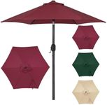SogesHome 7.4ft Patio Umbrella Outdoor with Push Button Tilt and Crank Market Umbrella with 6 Sturdy Ribs Parasol Sun Shelter Table Umbrella for Garden, Backyard, Pool (7.4ft,Red)