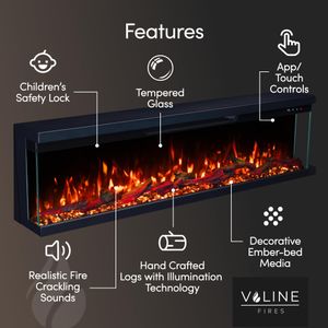 Valine Fires 60" 3-Sided Electric Fireplace – Modern Wall-Mount Heater