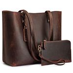 Kattee Genuine Leather Totes for Women Shoulder Bag Top Handle Satchel Purse Set 3pcs 3-in-1