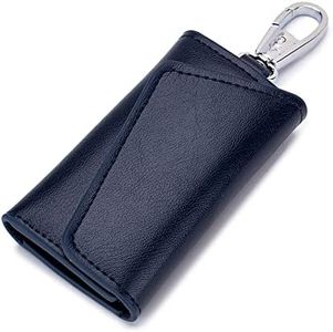 JIUFENG Keys Holder Car Key Wallet for Women Men, Multifunctional Zipper Leather Key Case Coin Pouches Keychain Key Ring Unisex (Dark Blue)