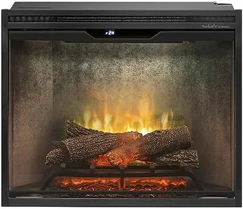 Dimplex Revillusion® 30 Inch Built-in Electric Firebox - Natural Concrete Background - Includes Realistic Faux Logset, Front Glass Panel, Firebox, and Plug Kit