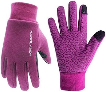 HANDLANDY Winter Gloves for Men & Women Touch Screen Warm Gloves, Upgraded Anti- Slip Thermal Running Gloves (Medium, Purple-Upgraded)