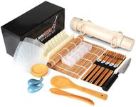 Delamu Sushi Making Kit, 20 in 1 Bazooka Roller with Chefs Knife, Bamboo Mats, Rice Mold, Temaki Paddle, Spreader, Chopsticks, Sauce Dishes, Guide Book, Multicolor